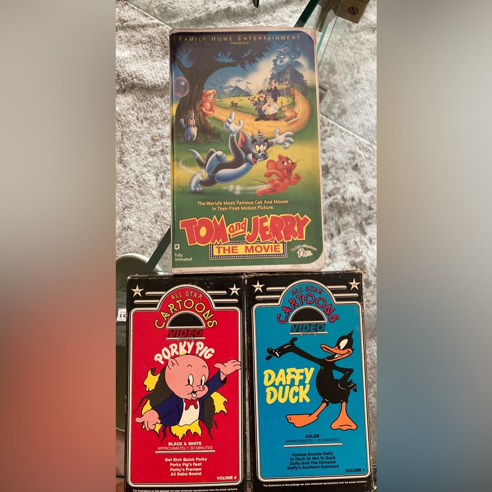 VHS Lot 3 Tom and Jerry The Movie VHS-1993 Clamshell Cartoon Classic Porky